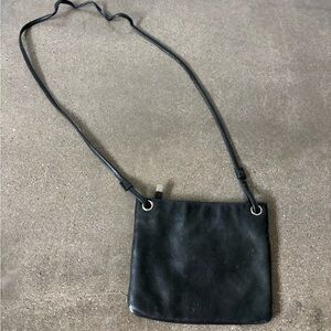 margot Black Leather Crossbody with Grommet Accents